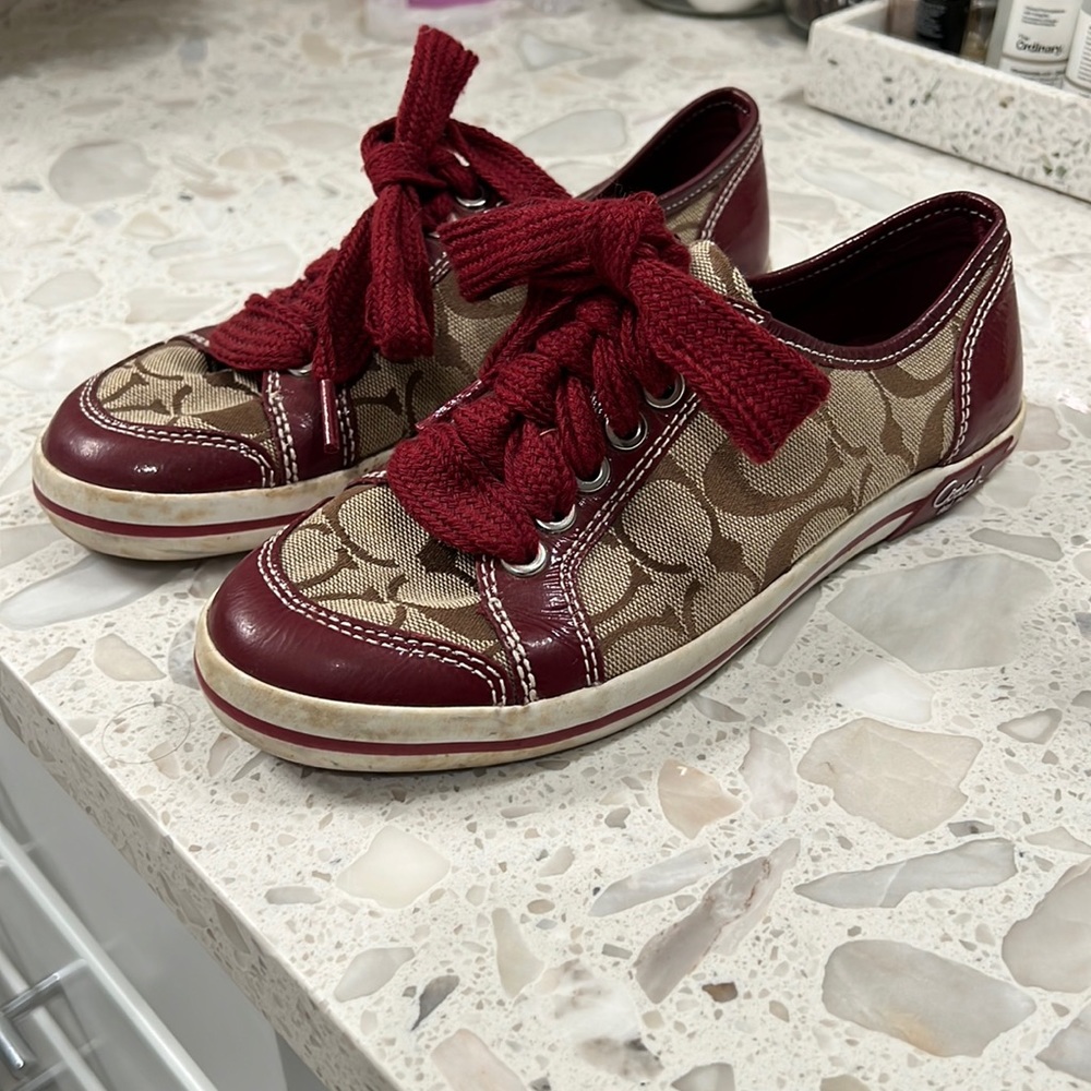 Coach Brodi Sneakers Shoes Size 5.5 Signature Red/Maroon